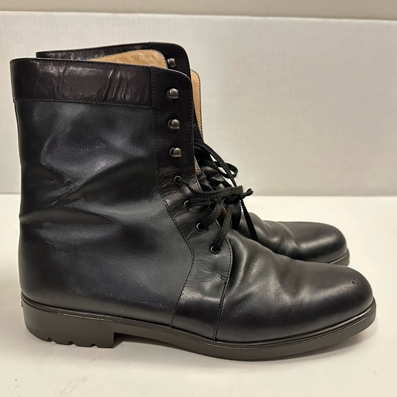 Salvatore Ferragamo Shoes - Salvatore Ferragamo Women's Leather and Fabric Combat Boot Size 9.0 B